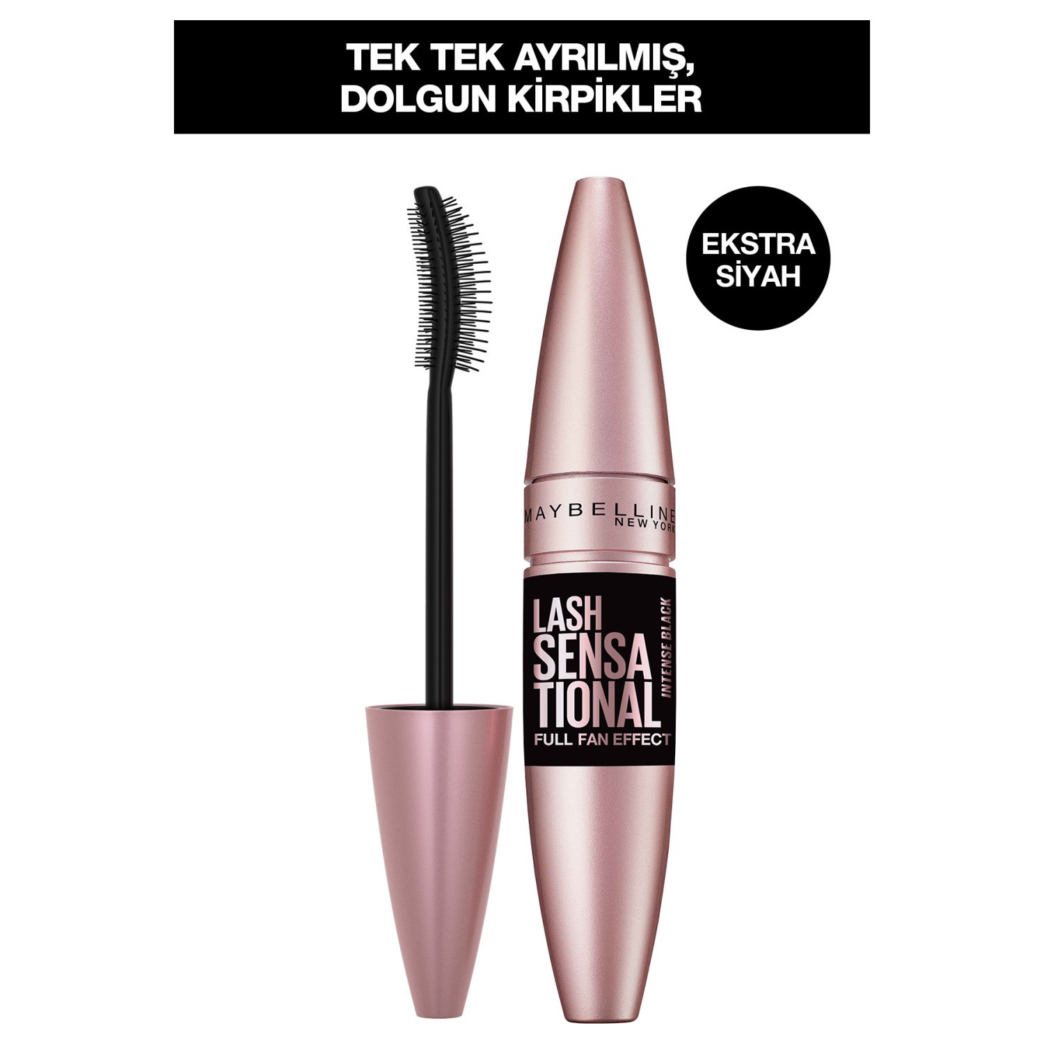 Maybelline New York Lash Sensational Yelpaze Etkili Intense Black Maskara - Ekstra Siyah resmi